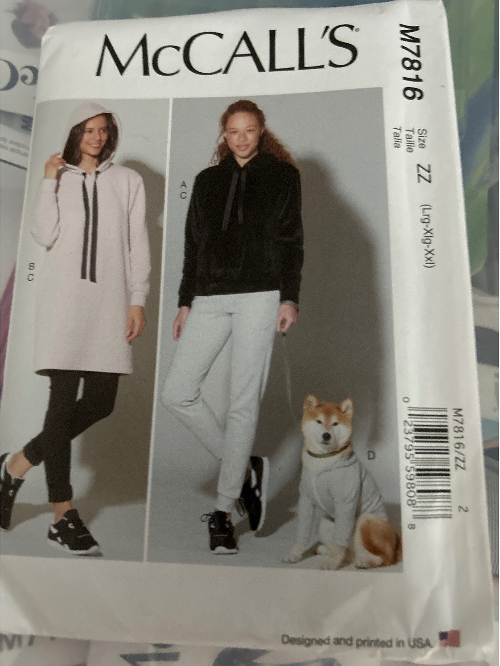 McCall's M7816 Cozy Hoodie and Pants Sewing Pattern Size ZZ (Long)